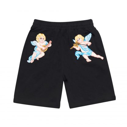 AFGK "A Few Good Kids" Black Sweat Shorts Angel Embroidery Streetwear