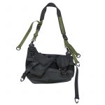 Tactical Techwear Black Streetwear Sling Modular Bag - Army Green Strap