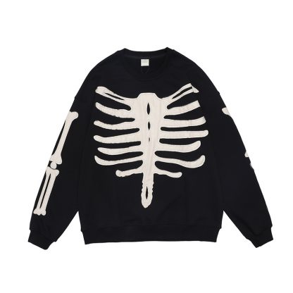 Black Blk Tlr Black Tailor Embroidery Bones Streetwear Sweater