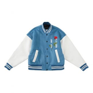 MEDM Mr Enjoy Da Money FInal Rose Streetwear Varsity Jacket denim blue