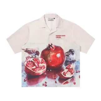 harsh and cruel pomegranate cuban collar shirt