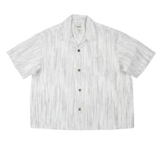 son of loong striped cuban collar shirt white