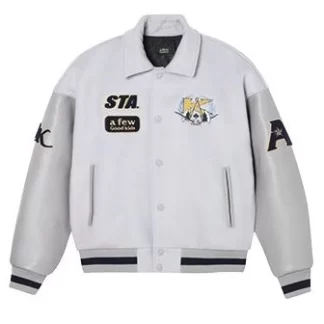 A Few Good Kids x STA Collab Streetwear Off White Varsity Jacket AFGK