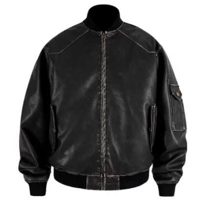 Antidote Leather Look Streetwear Bomber Jacket Snakelab