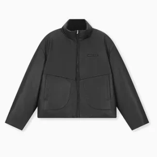 Boneless Leather Look Down Coat Streetwear Black