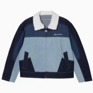 A Few Good Kids Streetwear Denim Trucker Jacket with Faux Fur Collar